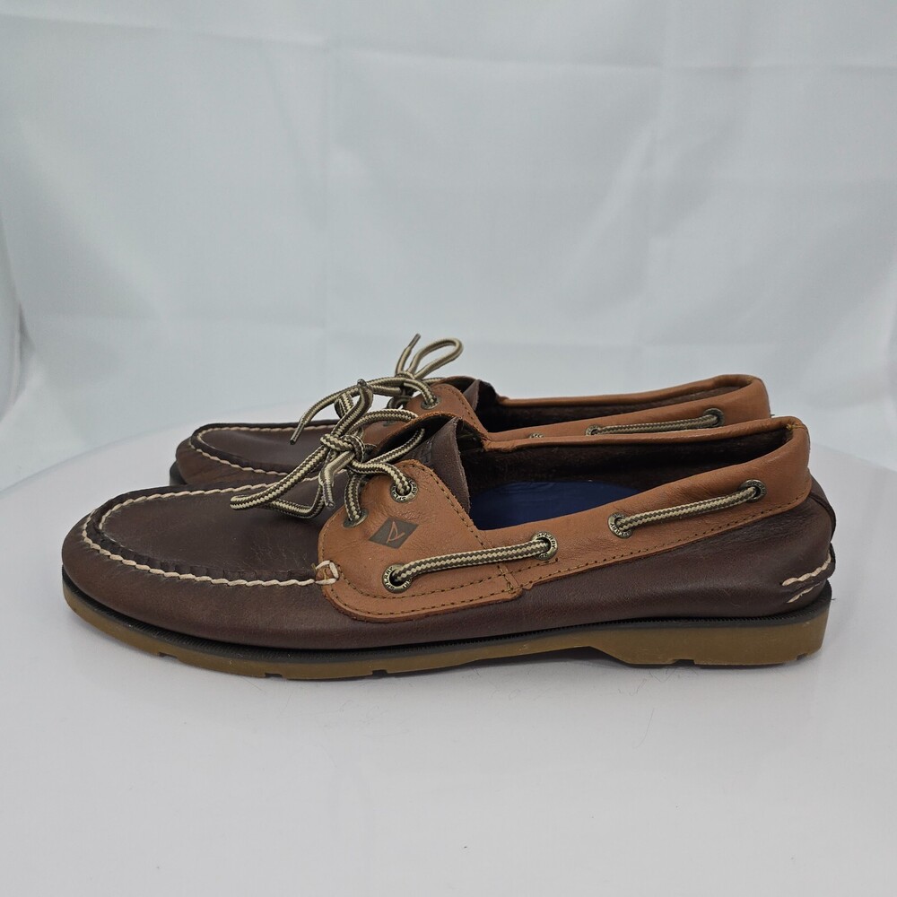 Sperry Top-Sider Leeward Two-Tone Tan Brown Men 10 M Leather Boat Shoes